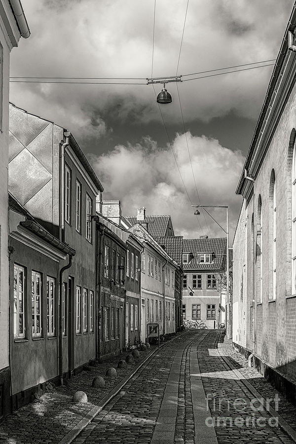 Helsingor Narrow Street in Black and White Photograph by Antony McAulay