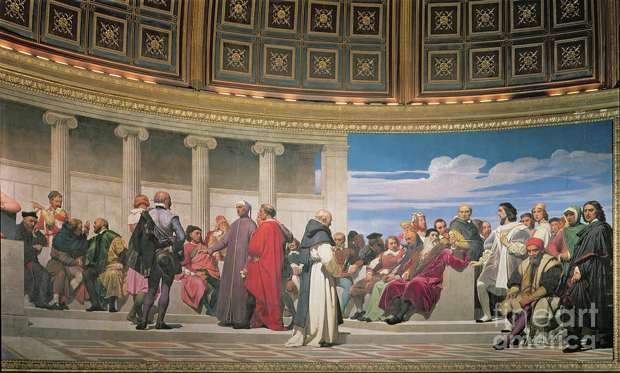 Hemicycle: Artists Of All Ages, Detail Of The Right Hand Side, 1836-41 Painting by Hippolyte Delaroche
