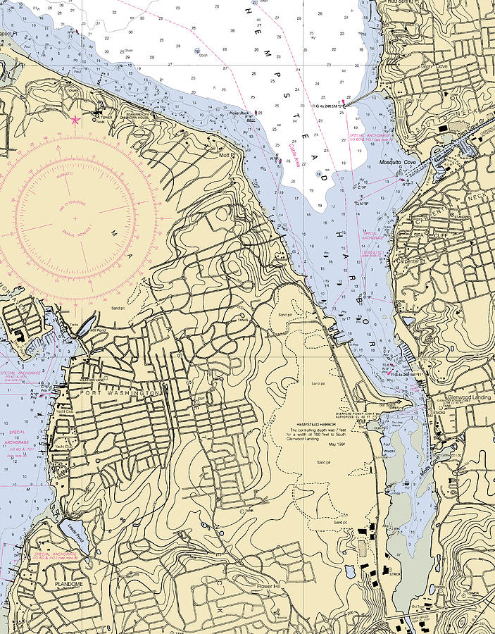 Hempstead Harbornew York Nautical Chart Mixed Media by Sea Koast Pixels