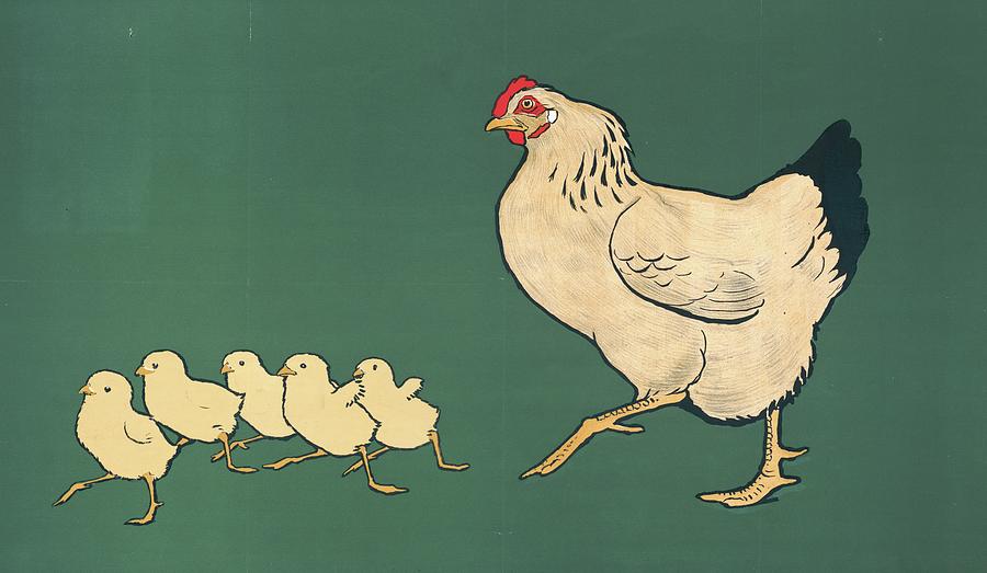 Nature Painting - Hen & Chickens by Anonymous