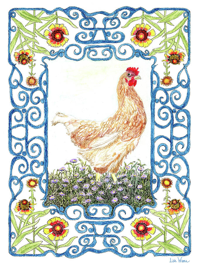 Hen in the Garden Painting by Lise Winne