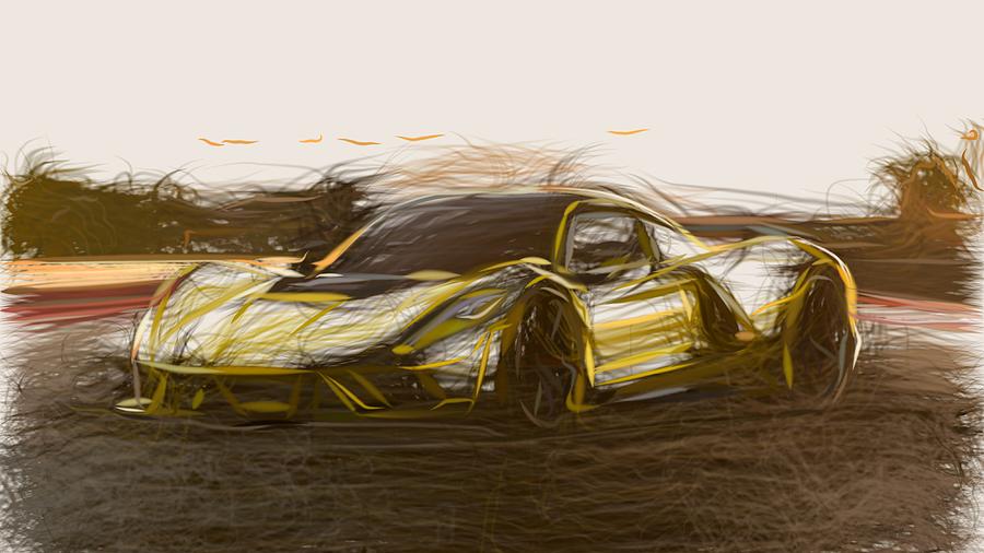 Hennessey Venom F5 Drawing Digital Art by CarsToon Concept