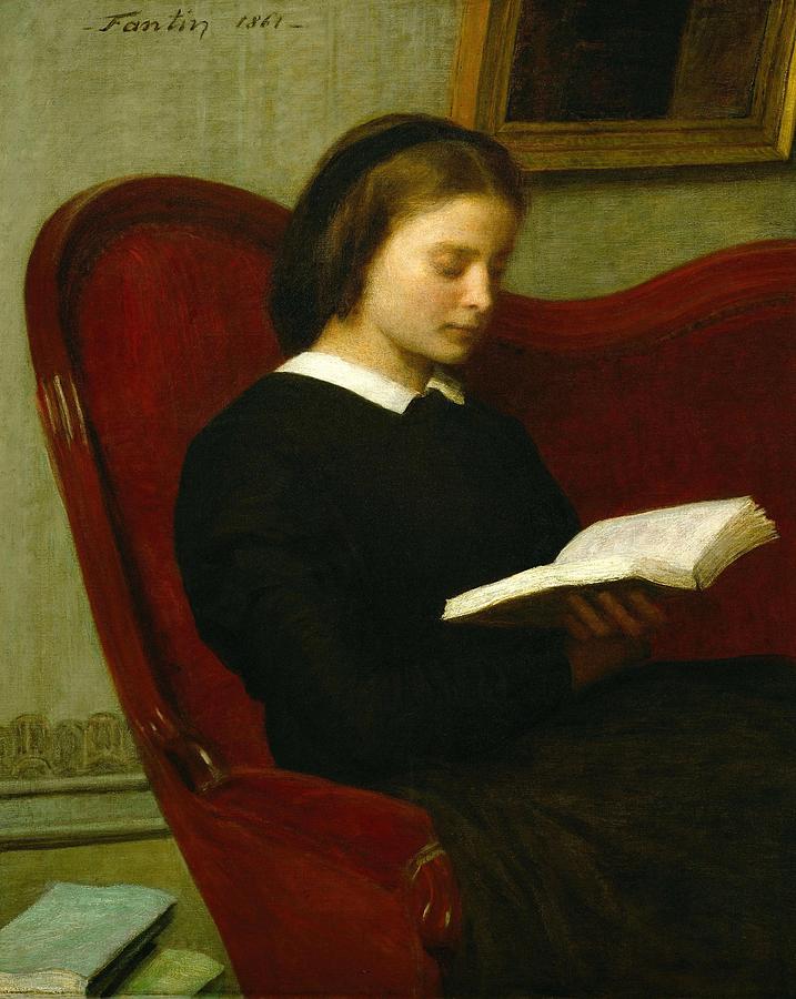 Henri Fantin-Latour / Woman Reading, 1861, Oil on canvas, 100 x 83 cm. Painting by Henri de Fantin-Latour -1836-1904- Henri Fantin-Latour / Woman Reading, 1861, Oil on canvas, 100 x 83 cm. Painting by Henri de Fantin-Latour -1836-1904-