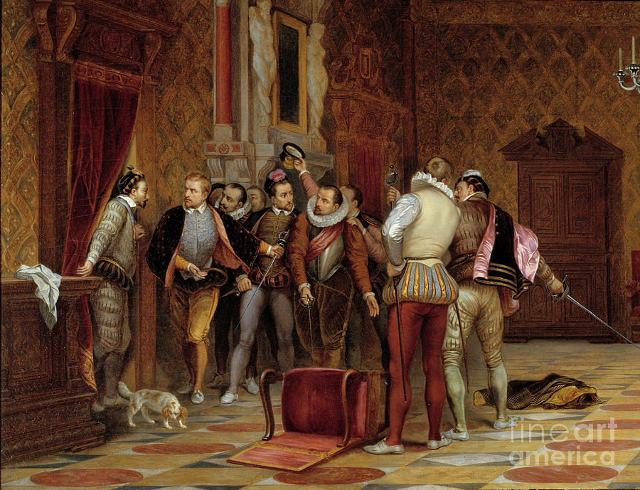 Vintage Painting - Henri IIi With The Assassins Of The Duke Of Guise by Unknown