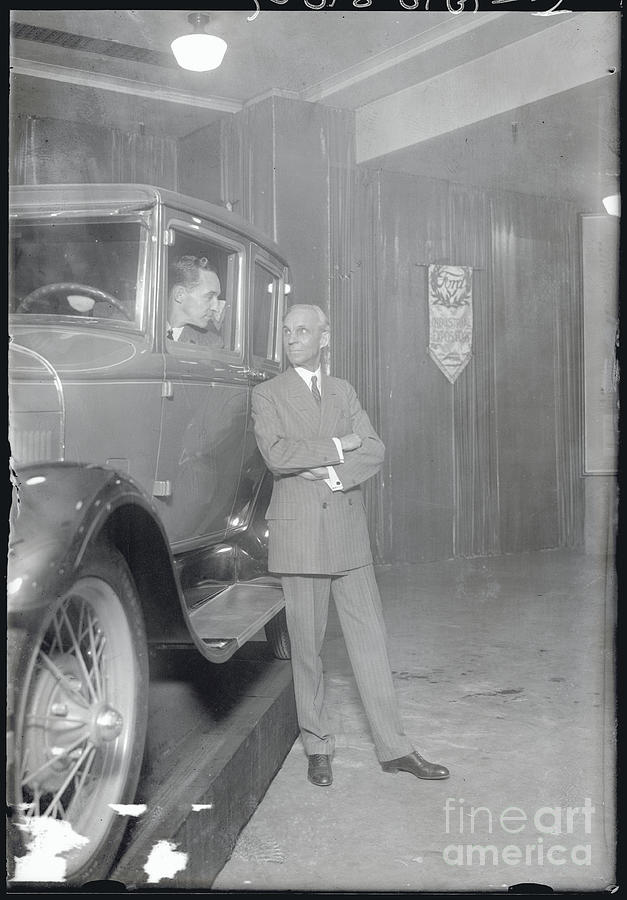 Henry Ford And Son At Automobile Photograph by Bettmann