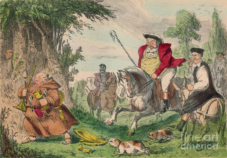 Henry Viii Monk Hunting, 1850. Artist Drawing by Print Collector