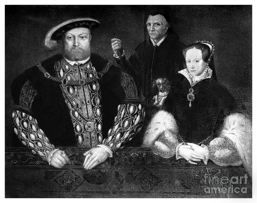 Henry Viii, Princess Mary And William Drawing by Print Collector