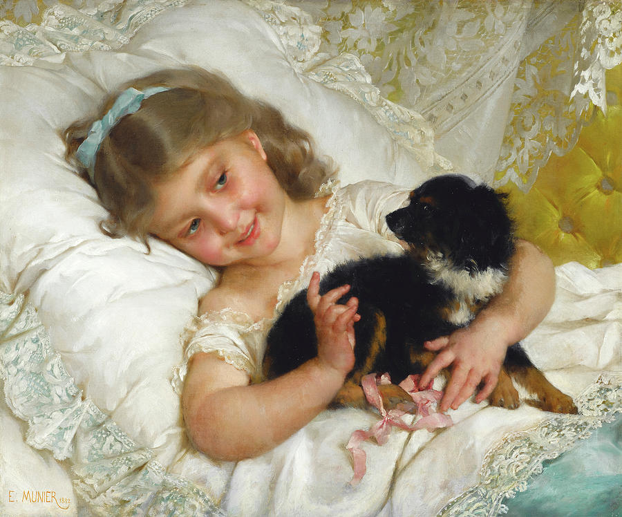 Toy Painting - Her best friend, 1882 by Emile Munier