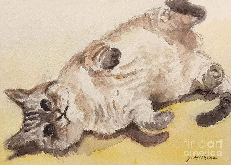 Her Cat Painting by Yoshiko Mishina
