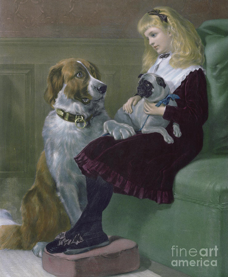 Her only Playmates engraving Drawing by Heywood Hardy