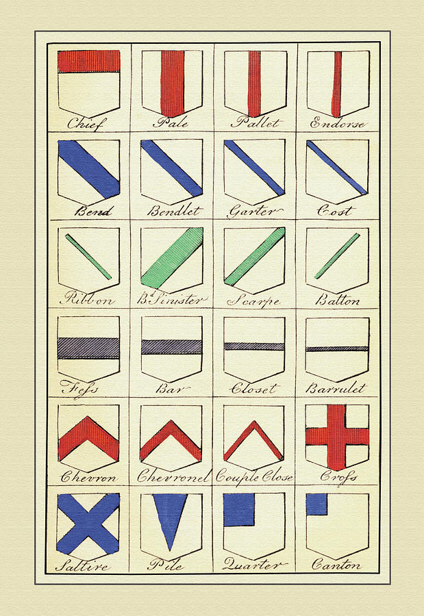 Heraldic Ordinaries - Chief, Pale, Pallet, et al. Painting by Hugh Clark