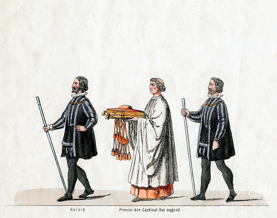 Heralds And Priest, Costume Design Drawing by Print Collector
