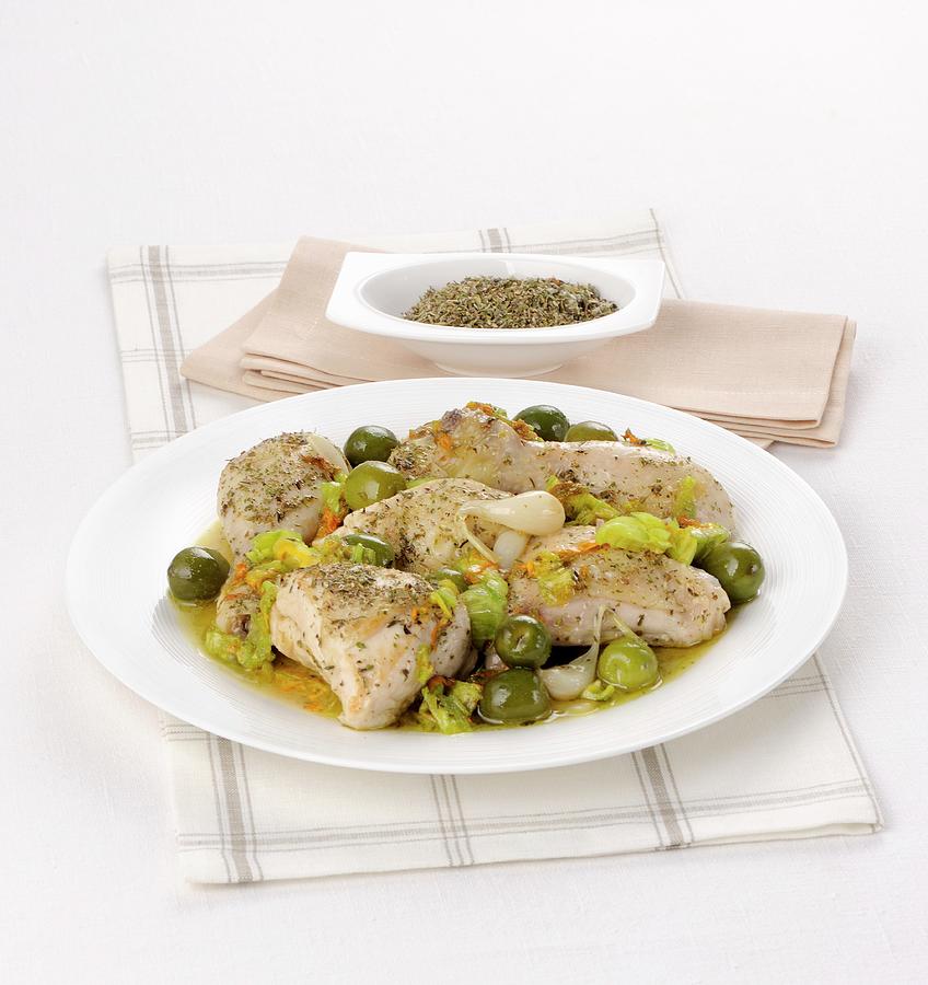 Herb Chicken With Green Olives Photograph by Franco Pizzochero