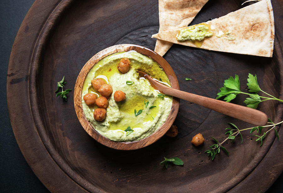 Herb Hummus With Arabic Flatbread Photograph by Kati Neudert