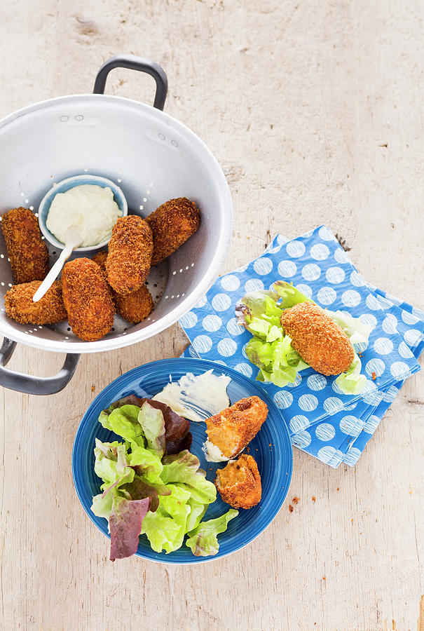 Herbal Croquettes With Dip And Salad Photograph by Peter Kooijman
