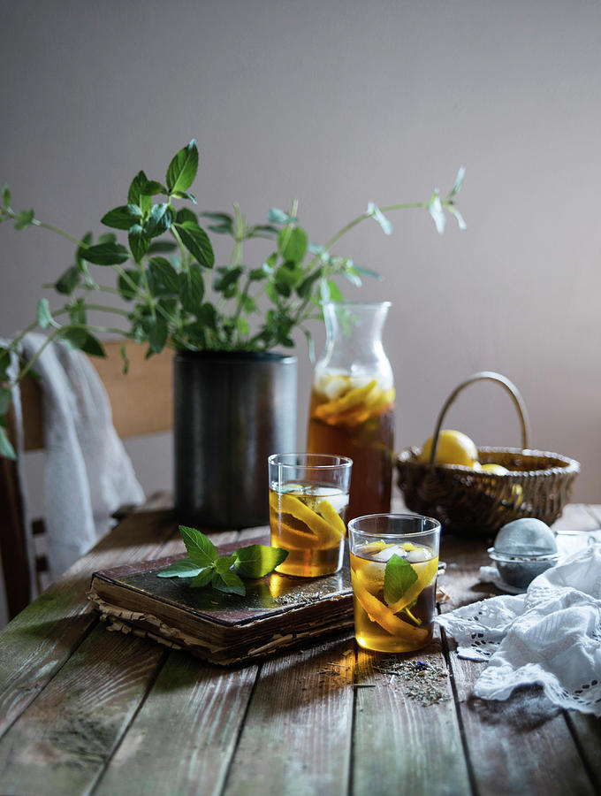 Herbal Iced Tea With Lemon And Mint Photograph by Kati Neudert
