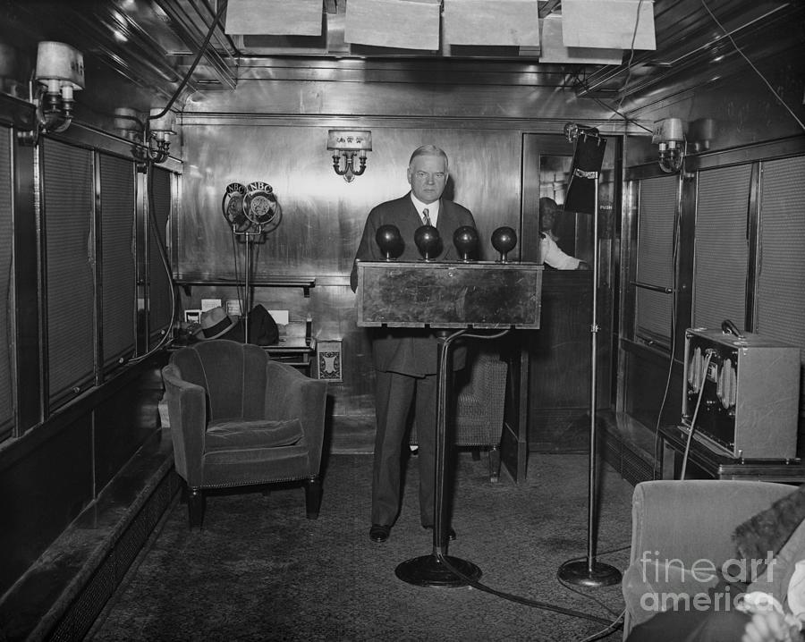 Herbert Hoover Giving Radio Address Photograph by Bettmann