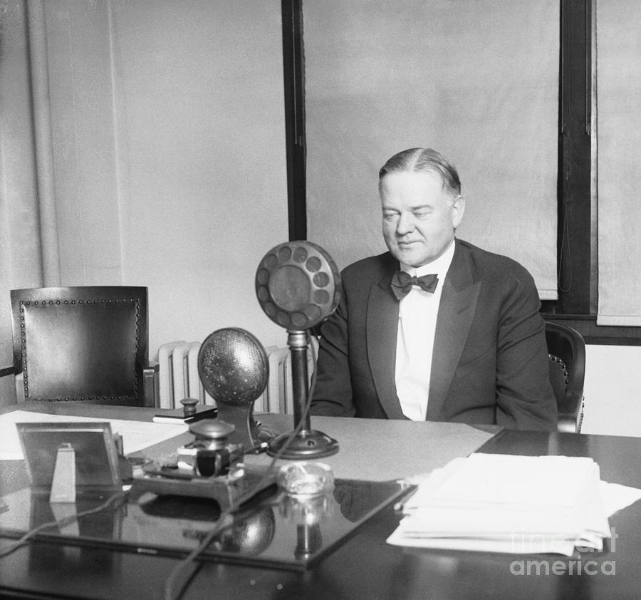 Herbert Hoover Talking Into A Microphone Photograph by Bettmann