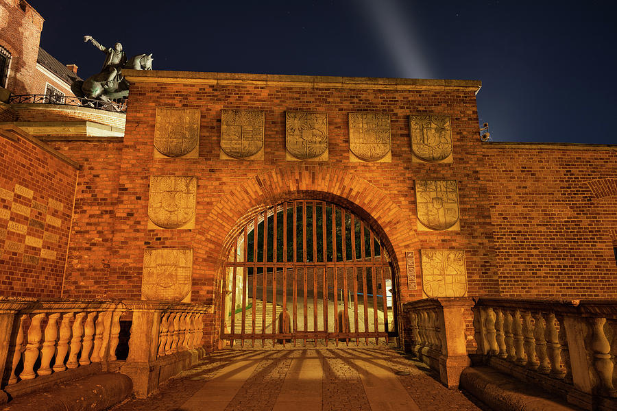 Herbowa Gate to Wawel Castle at Night in Krakow Photograph by Artur Bogacki