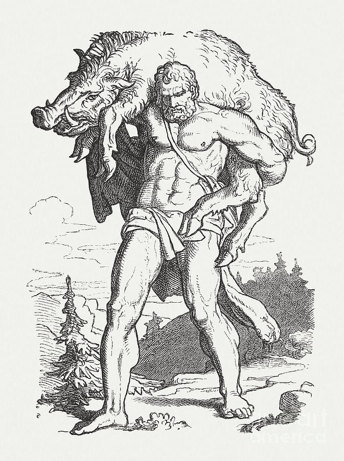 Hercules And The Erymanthian Boar Digital Art by Zu 09