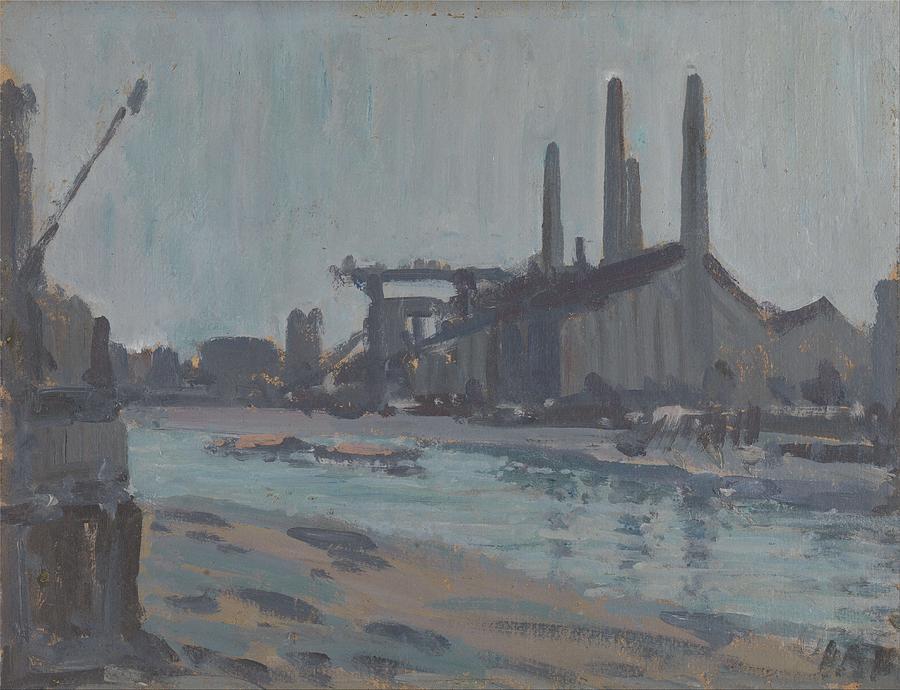 Hercules Brabazon Brabazon - Landscape With Industrial Buildings By A River Painting