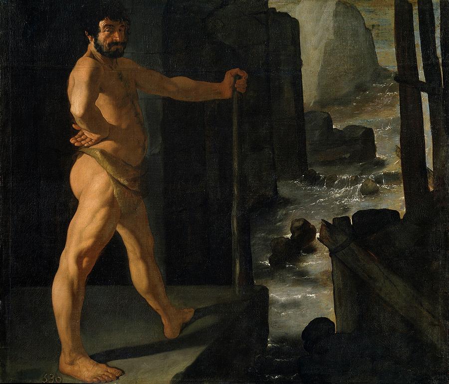 Hercules Changing the Course of the River Alpheus, 1634, Spanish School... Painting by Francisco de Zurbaran -c 1598-1664-