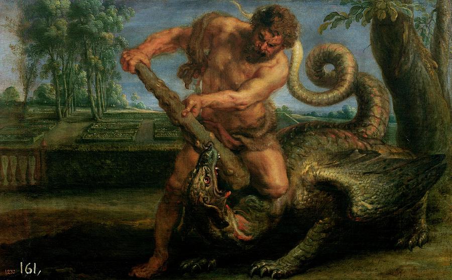 Cult Painting - Hercules matando al dragon del jardin de las Hesperides, 16...