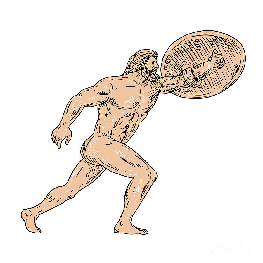 Doodle Digital Art - Hercules With Shield Going Forward Drawing by Aloysius Patrimonio