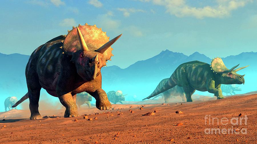 Herd Of Triceratops Photograph by Mark Garlick/science Photo Library ...