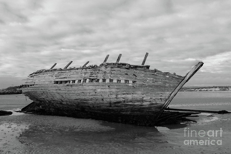 Here Lies Bad Eddies Boat bw Donegal Photograph by Eddie Barron
