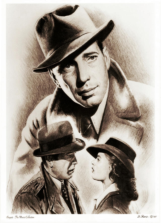 Casablanca Movie Drawing - Heres looking at you kid by Andrew Read