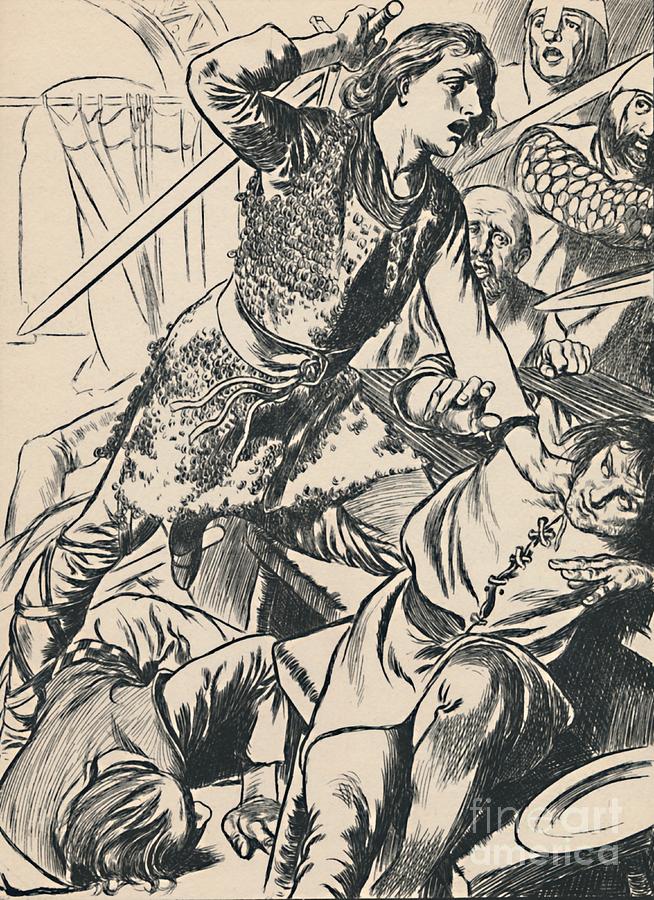 Hereward And His Men Attack The Normans Drawing by Print Collector