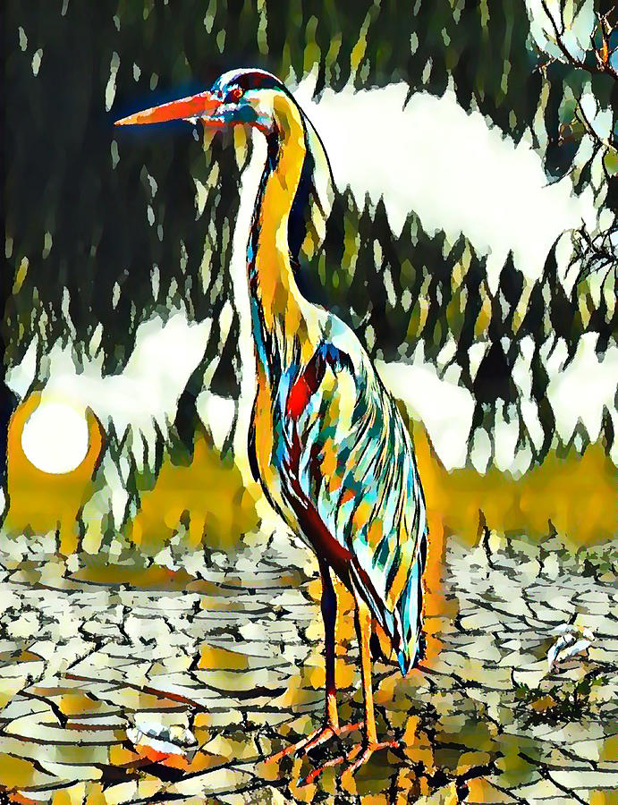 Heron Birds Painting by Jeelan Clark