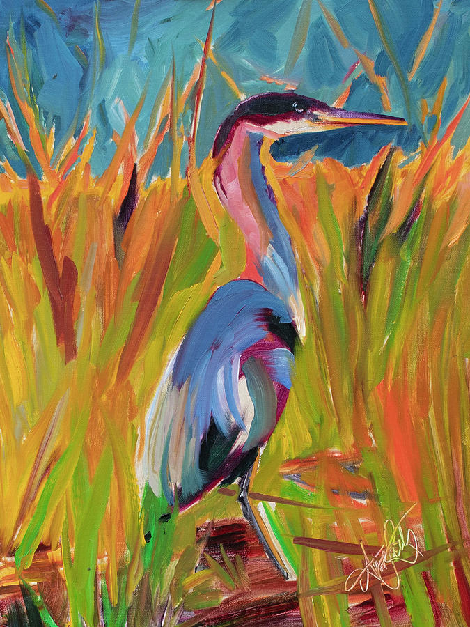 Heron In Hiding Painting