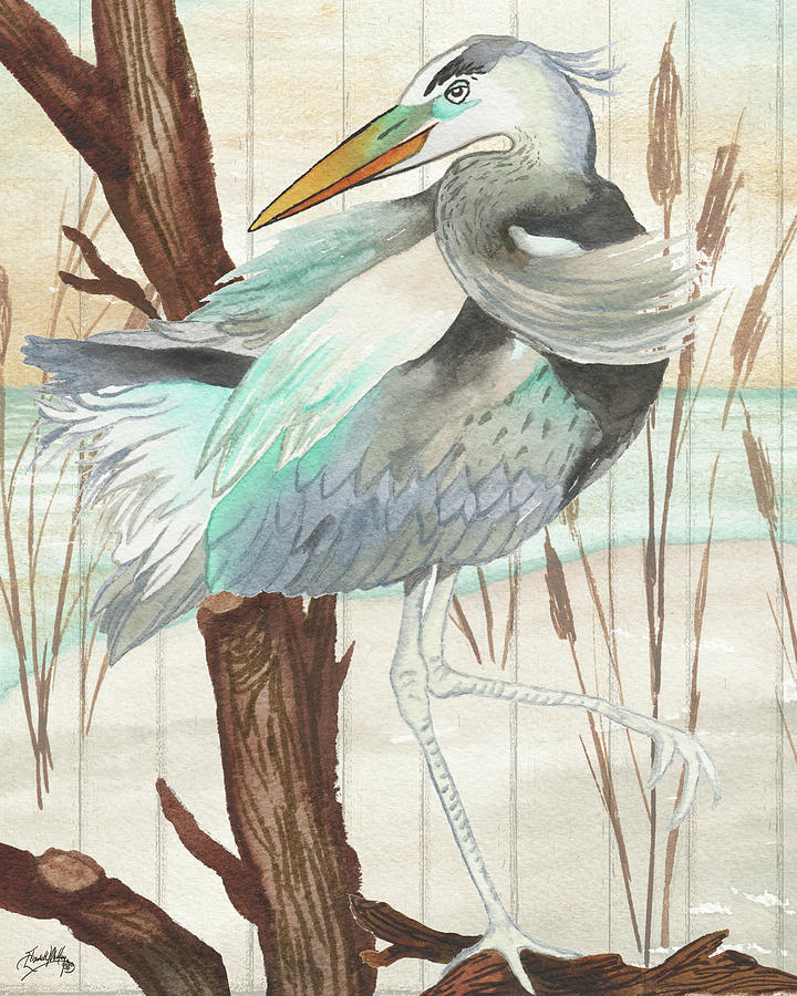 Heron On Branch II Digital Art by Elizabeth Medley Heron On Branch II Digital Art by Elizabeth Medley