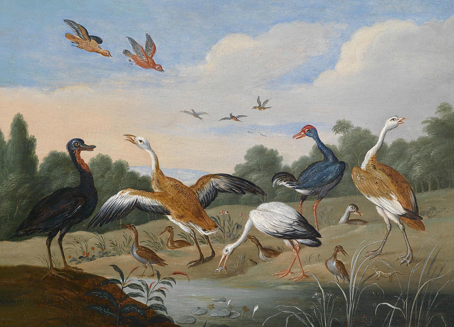 Herons and Ducks on a River Painting by Jan van Kessel the Elder