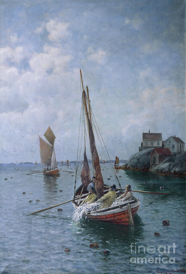 Herring Fishing, 1915 Painting by Lauritz Haaland
