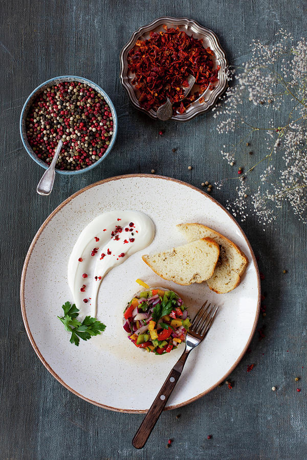 Herring Tartare With Vegetables And Grilled Bread Photograph by Alicja Koll