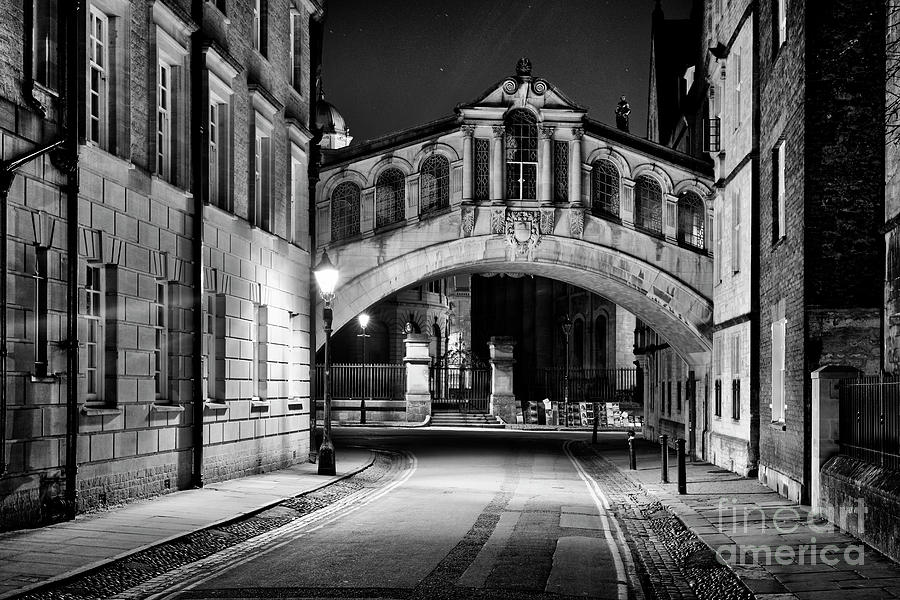 Hertford Bridge at Night Monochrome Photograph by Tim Gainey