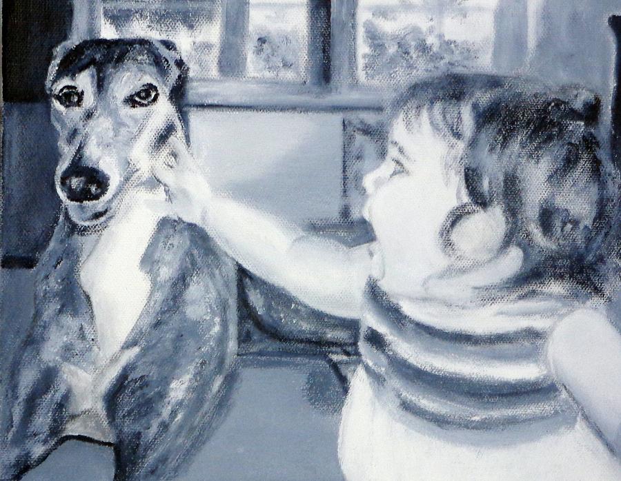 Dog Painting - Hes Mine by Nancy Pratt