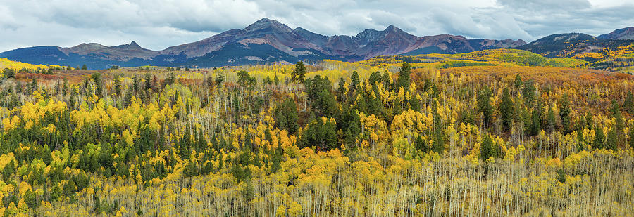 Hesperus Mountain in Fall Panorama Photograph by Jen Manganello