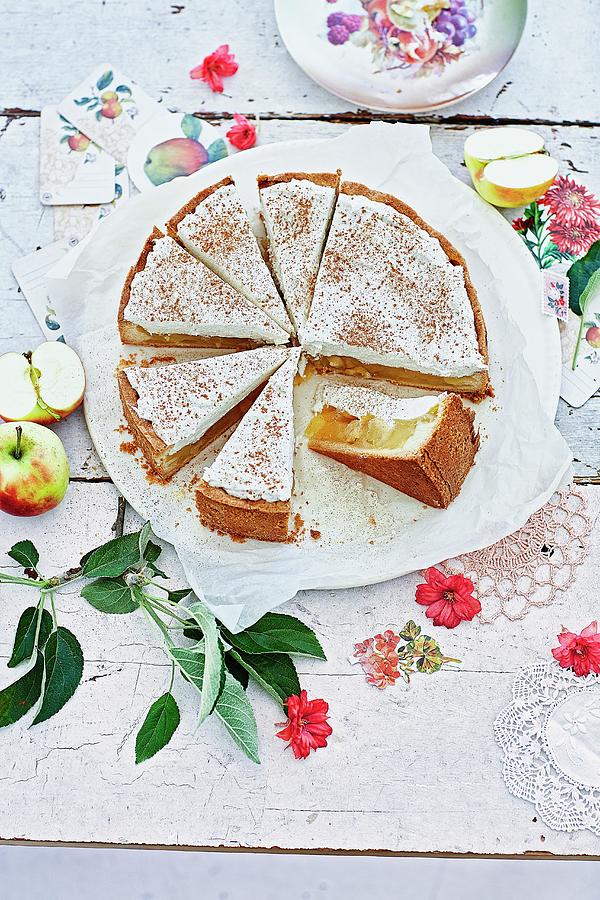 Hessen Apple Wine Cake With A Whipped Cream Topping Photograph by Grossmann.schuerle Jalag