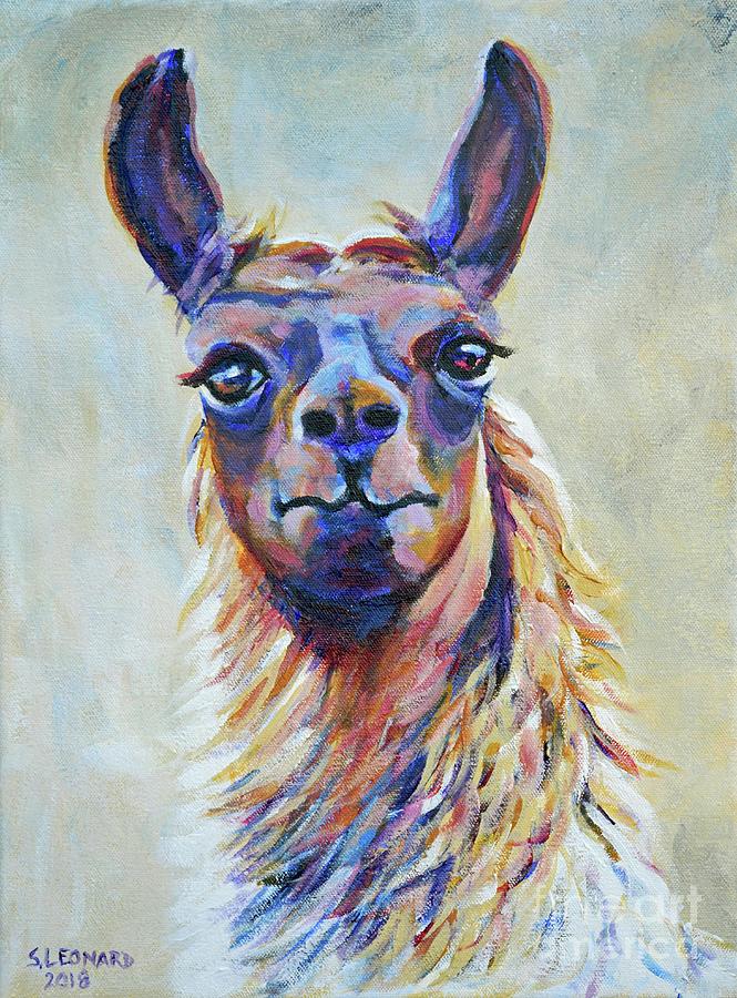 Llama Painting - Hi Llama by Suzanne Leonard