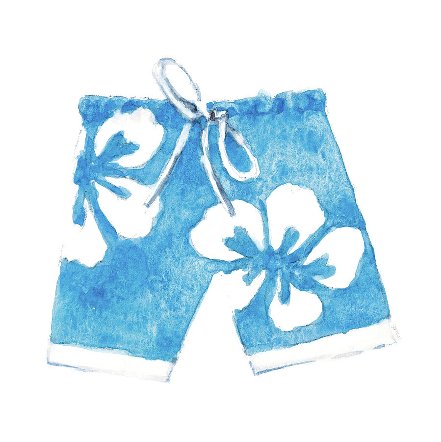 Hibiscus Mixed Media - Hibiscus Blue Board Trunks by Lanie Loreth