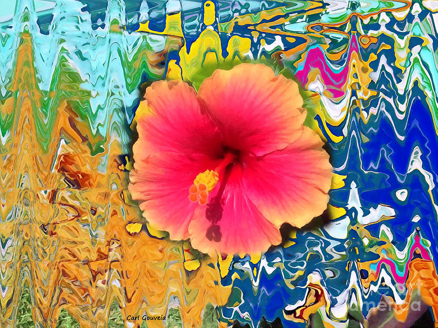 Hibiscus Flower Art Mixed Media by Carl Gouveia