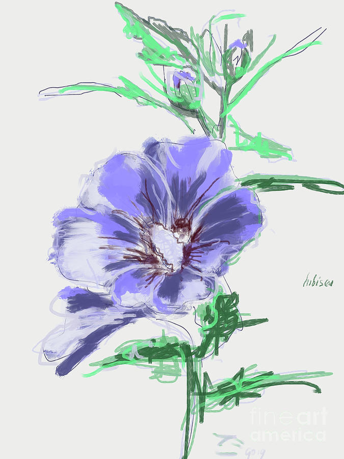 Hibiscus lilac grey Painting by Go Van Kampen