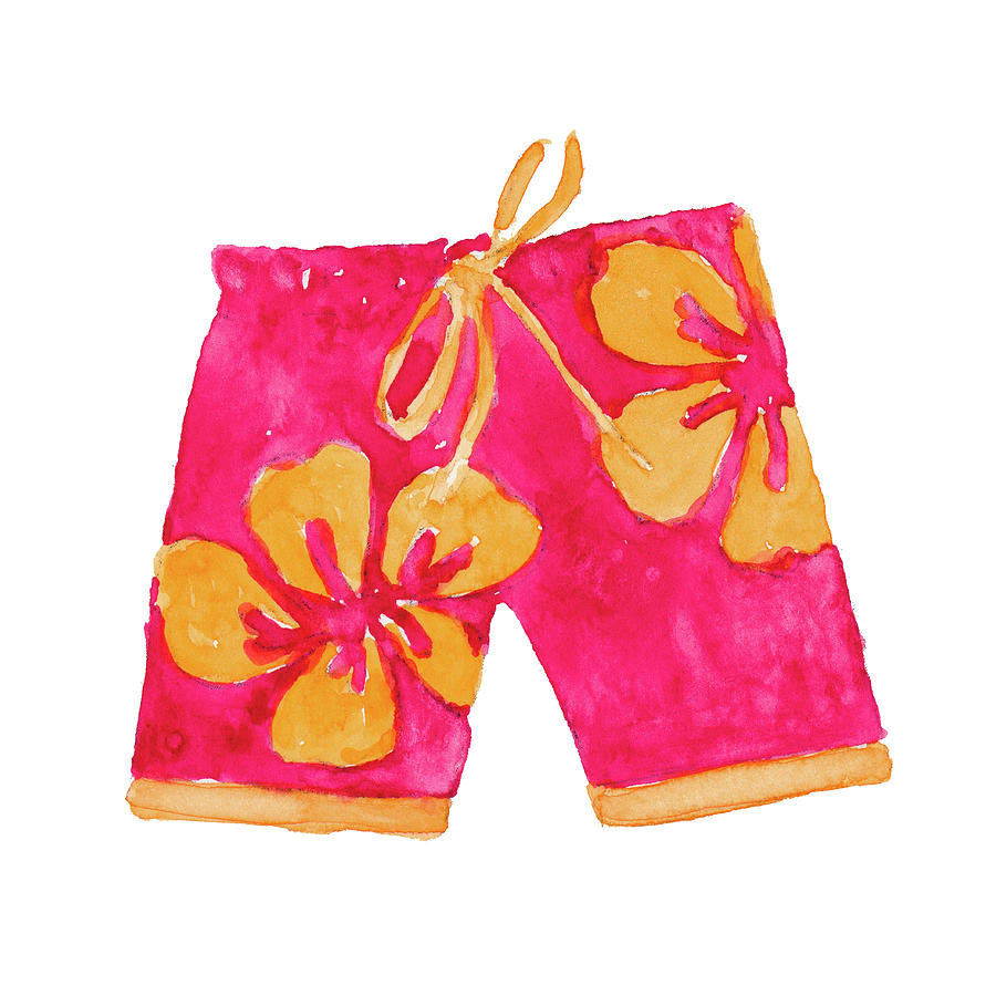 Hibiscus Mixed Media - Hibiscus Pink Board Trunks by Lanie Loreth