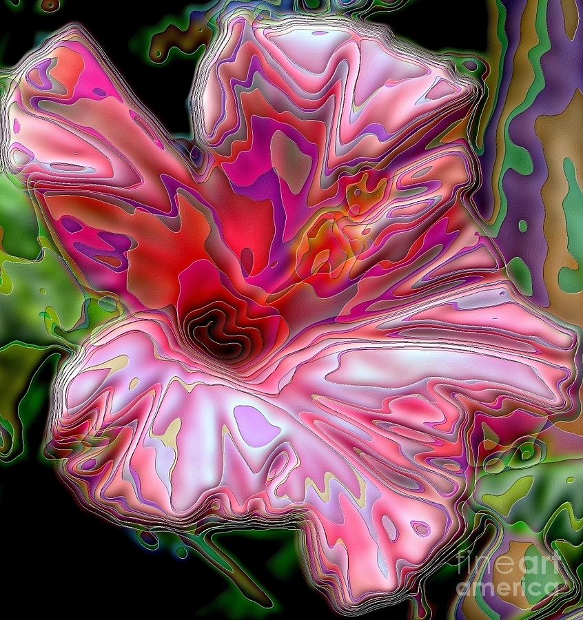 Flower Photograph - Hibiscus with an Abstract blurred enamel effect by Rose Santuci-Sofranko