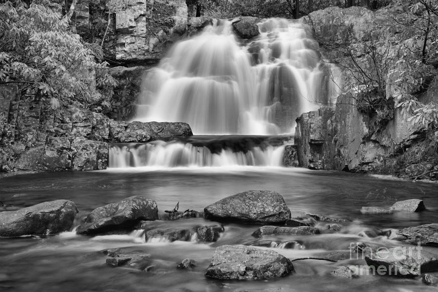 Hickory Run State Park Falls Black And White Photograph by Adam Jewell