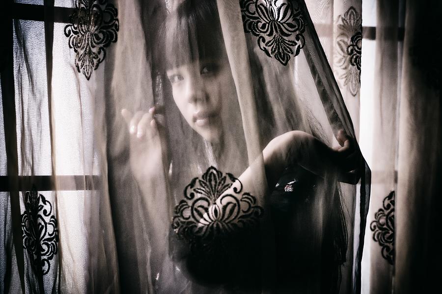 Portrait Photograph - Hidden In A Veil by 7 Flavor C/p